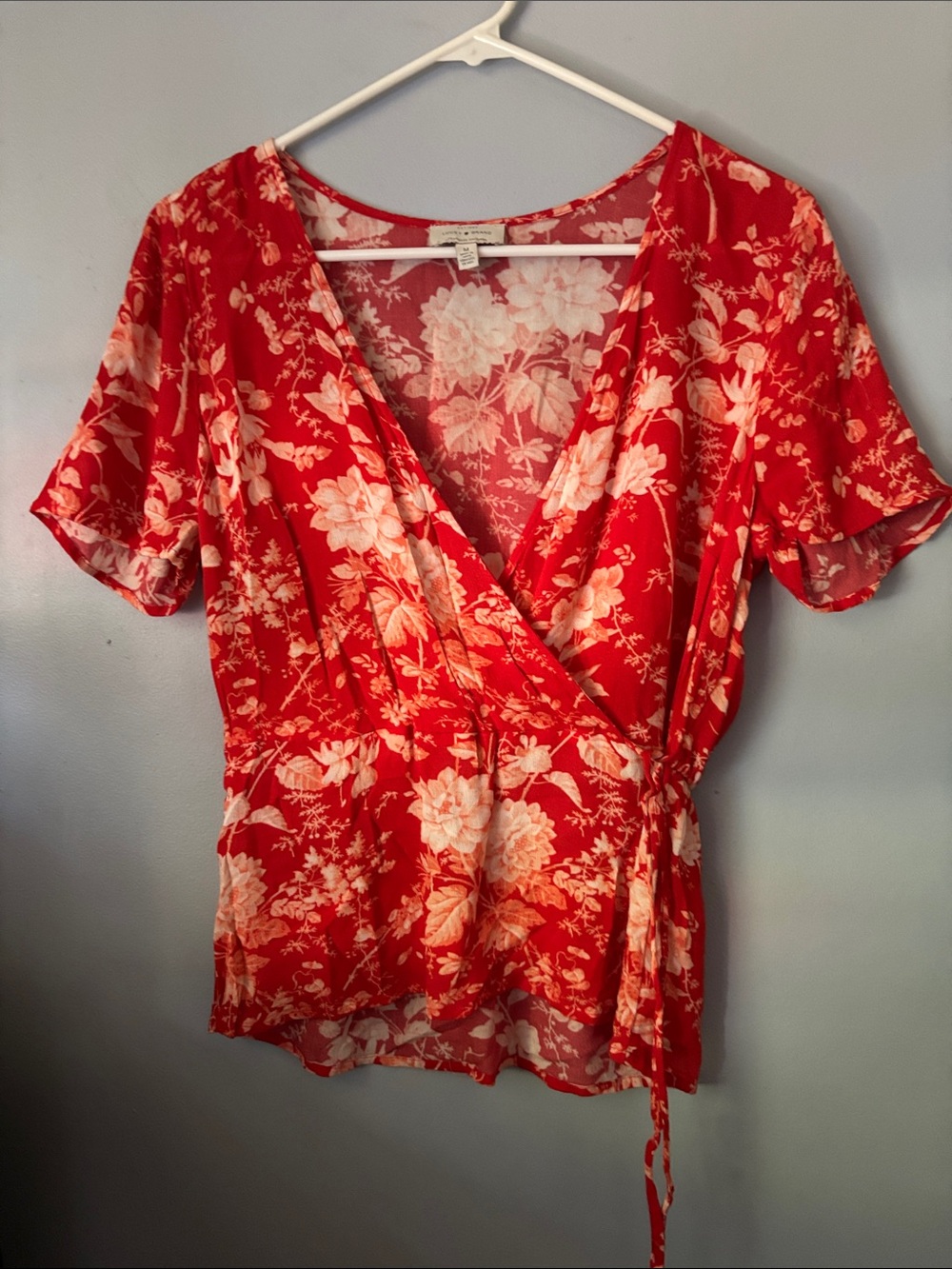 Lucky Brand Orange Floral Wrap Top